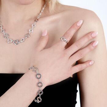 925 Sterling Silver Art Deco Halo Bracelet, 3 of 5