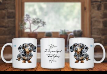 Personalised Dappled Silver Dachshund Dog Hearts Pet Gift Mug, 2 of 2