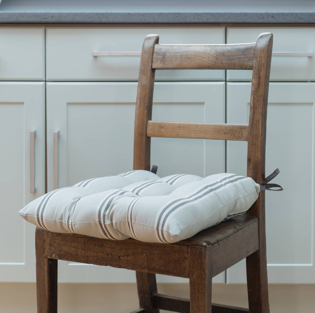 Eastnor Grey Stripe Chair Cushion By Cottage in the Hills