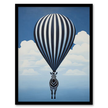 Surreal And Stripes Zebra Balloon Mono Wall Art Print, 5 of 6