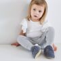 Dotty Fish Silver Stars Soft Suede Baby And Toddler Slippers With Fleece Lining, thumbnail 1 of 7