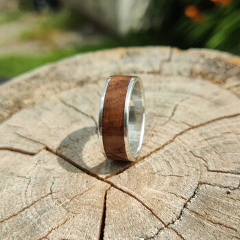Silver And European Walnut Inlay Ring Coated, 2 of 9