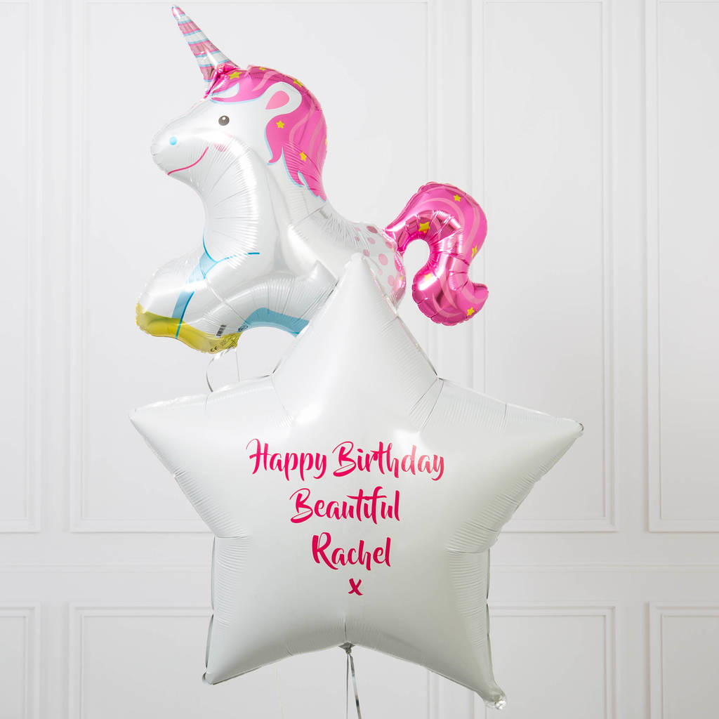 Inflated Personalised Little Unicorn Foil Balloons By Bubblegum