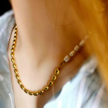 Pearl And Gold Plated Rugby Bead Tarnish Free Necklace, 2 of 2