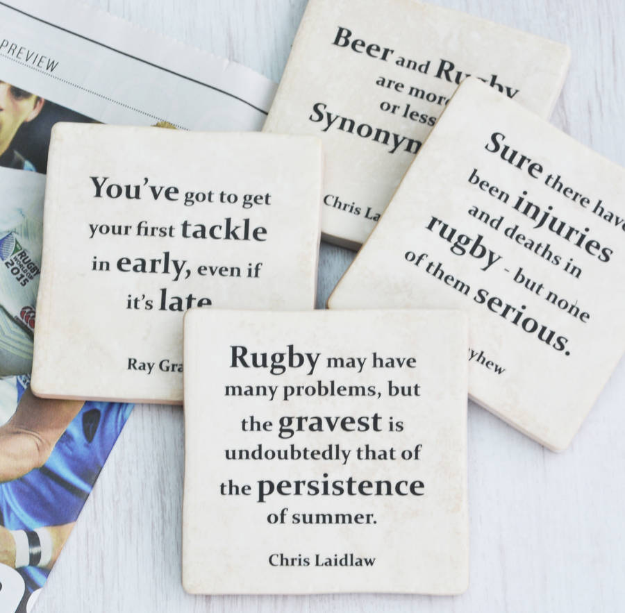 Set Of Four Ceramic Famous Rugby Quotes Coasters, 1 of 7