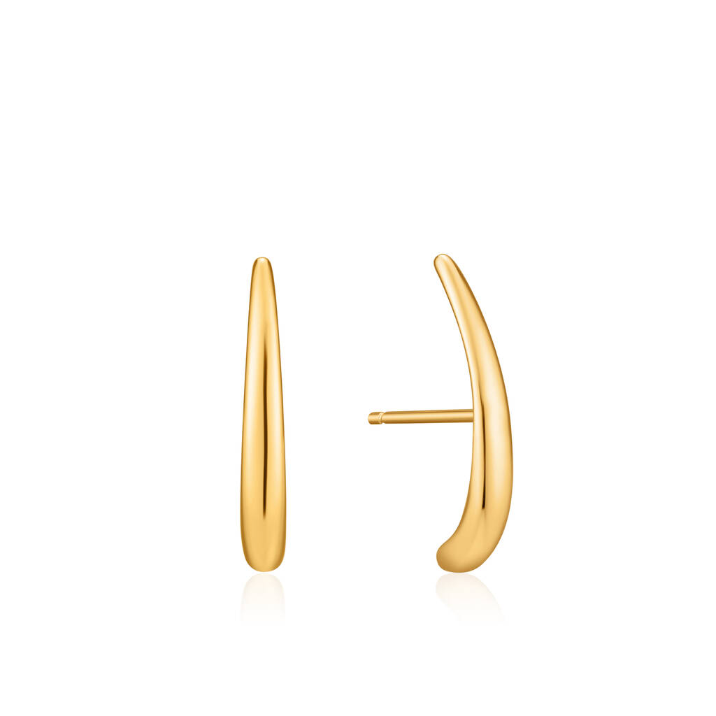 Gold Plated 925 Luxe Lobe Hook Stud Earrings By ANIA HAIE