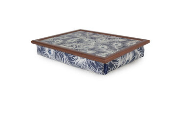 Peacock Fabric Padded Lap Tray Wood Frame, 2 of 5
