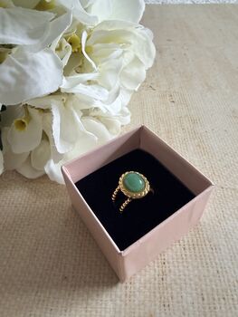 Gold Plated Green Double Band Ring, 5 of 7
