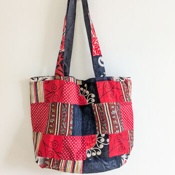 Large Colourful Sari Patchwork Cotton Tote Bags, Fair Trade, 8 of 8