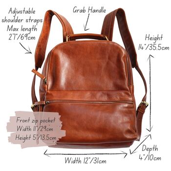Large Leather Backpack, Tan, 7 of 7