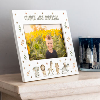 Personalised Safari Animals Pastel Picture Frame New Baby Gift, 2 of 7