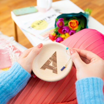 Floral Initial Wooden Trinket Jewellery Dish, 2 of 7
