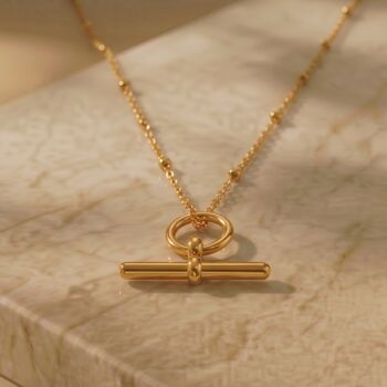 Delicate T Bar Necklace 18k Gold Plated, 4 of 5