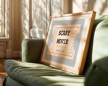 Scary Movie Ticket Halloween Art Print, 5 of 6