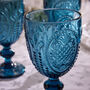 Set Of Four Embossed Blue Wine Glasses, thumbnail 3 of 8