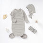 Organic Cotton Baby Gown, Bonnet And Headband Set, thumbnail 2 of 5