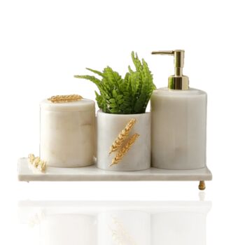 Golden Wreath White Marble Bathroom Set, 2 of 2