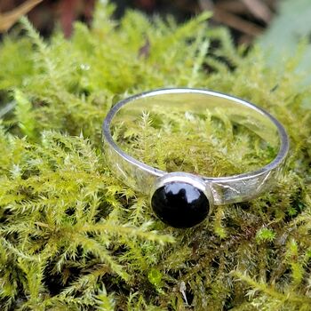 Onyx Ring In Recycled Silver With A Textured Band, 3 of 12