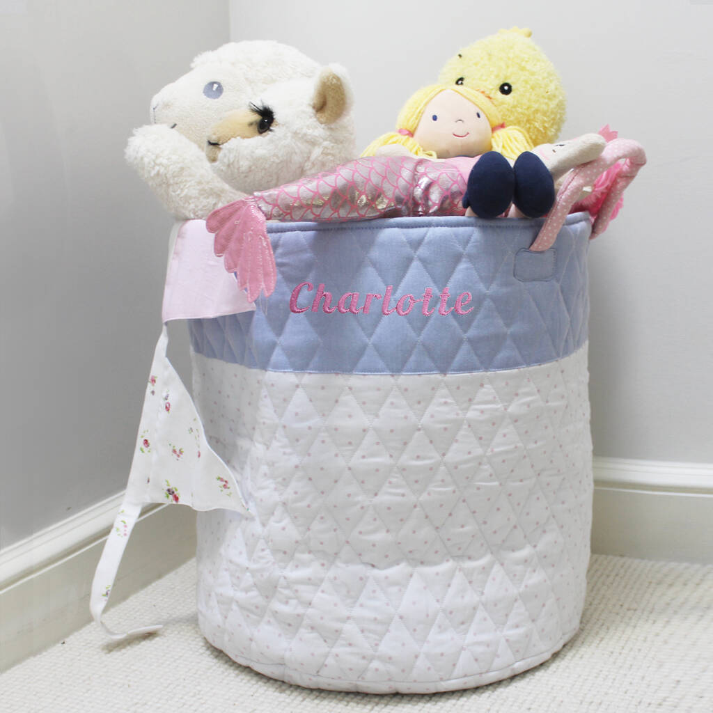 Personalised Pink Spot Quilted Toy Storage Laundry Bag By Lime Tree