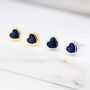 Tiny Sapphire Blue Cz Heart Stud Earrings, thumbnail 6 of 11