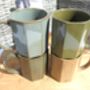 Set Of Four Assorted Reactive Glaze Hexi Mugs In Earth Tones, thumbnail 9 of 12