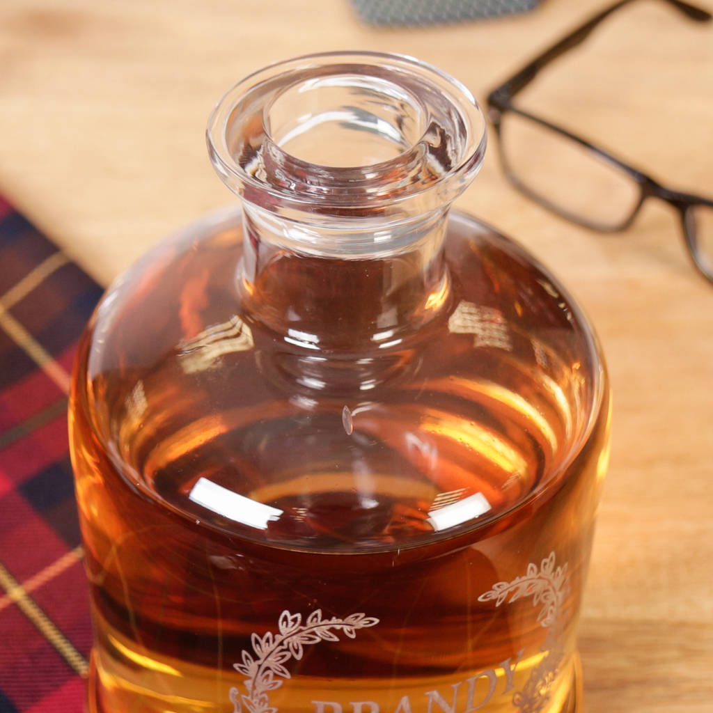 glass etched brandy decanter by dibor