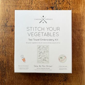 Stitch Your Vegetables Tea Towel Embroidery Kit, 7 of 7