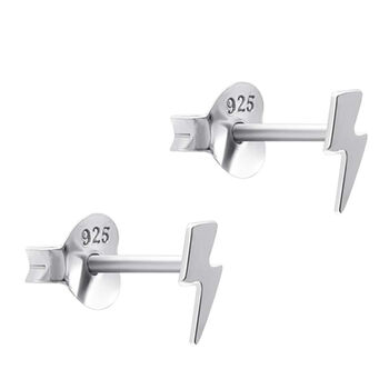Tiny Sterling Silver Lightning Bolt Earrings, 3 of 5
