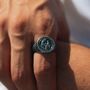 Men's Silver Saint Christopher Stainless Steel Signet Ring, thumbnail 1 of 12