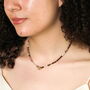 Semi Precious Burgundy Beaded Bee Pendant Necklace In Gold Plating, thumbnail 1 of 5