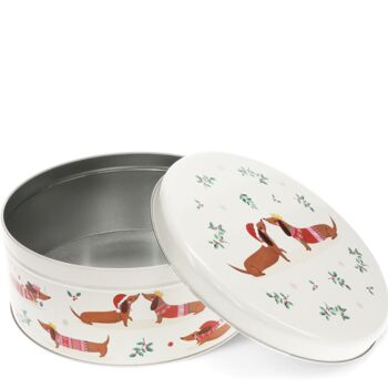 Personalised Festive Sausage Dog Cake Storage Tin, 5 of 5