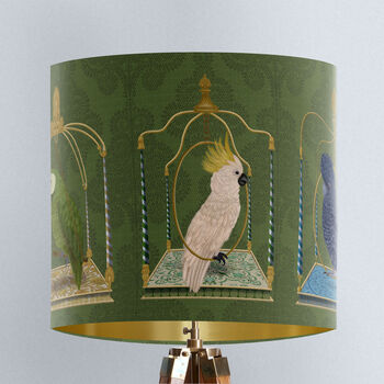 Parrot Swings Lampshade, On Charcoal, 10 of 10