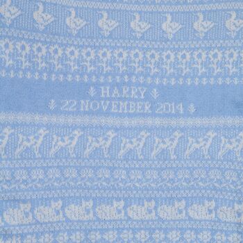 Personalised Lambswool Animals Baby Blanket In Blue, 3 of 5