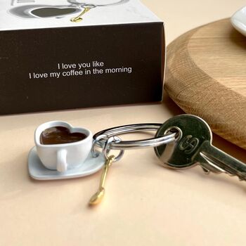 White Coffee Lover Keyring, 2 of 2