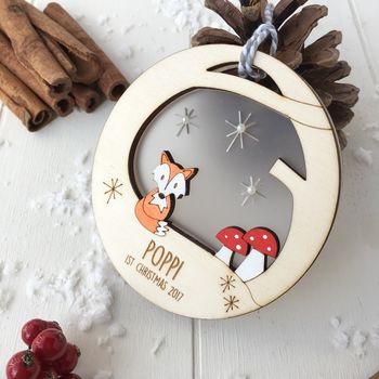Personalised Baby's First Christmas Fox Bauble, 2 of 6