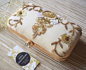 Iya Ivory Silk Embroidered Clutch, 5 of 6