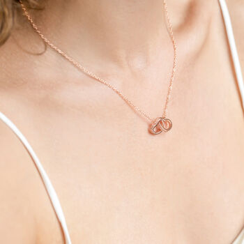 Crystal Encrusted Interlocking Heart Necklace, 2 of 3