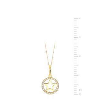 Yellow Gold Cz Cut Out Stars Pendant Necklace, 4 of 5