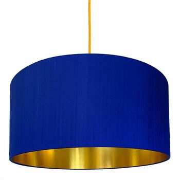 Electric Blue Silk Lampshade With Copper Or Gold Lining, 2 of 9