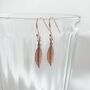 Mini Rose Gold Feather Earrings, When Feathers Appear, thumbnail 1 of 4