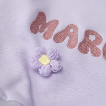 Personalised Girls Cotton Sweatshirt With Hand Crochet Flowers, 4 of 10