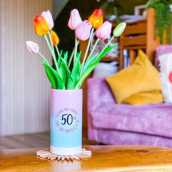 Personalised 50th Birthday Gift Ombre Vase, 2 of 2