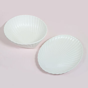 G Decor White Shell Ceramic Serving Plate Bowl Or Set, 2 of 6