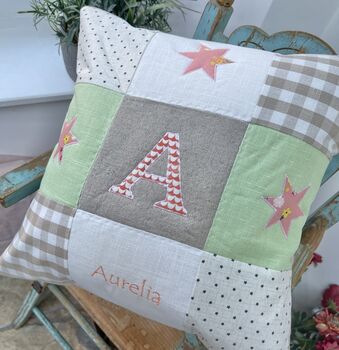 Personalised Alphabet Cushion Peach And Mint, 6 of 12
