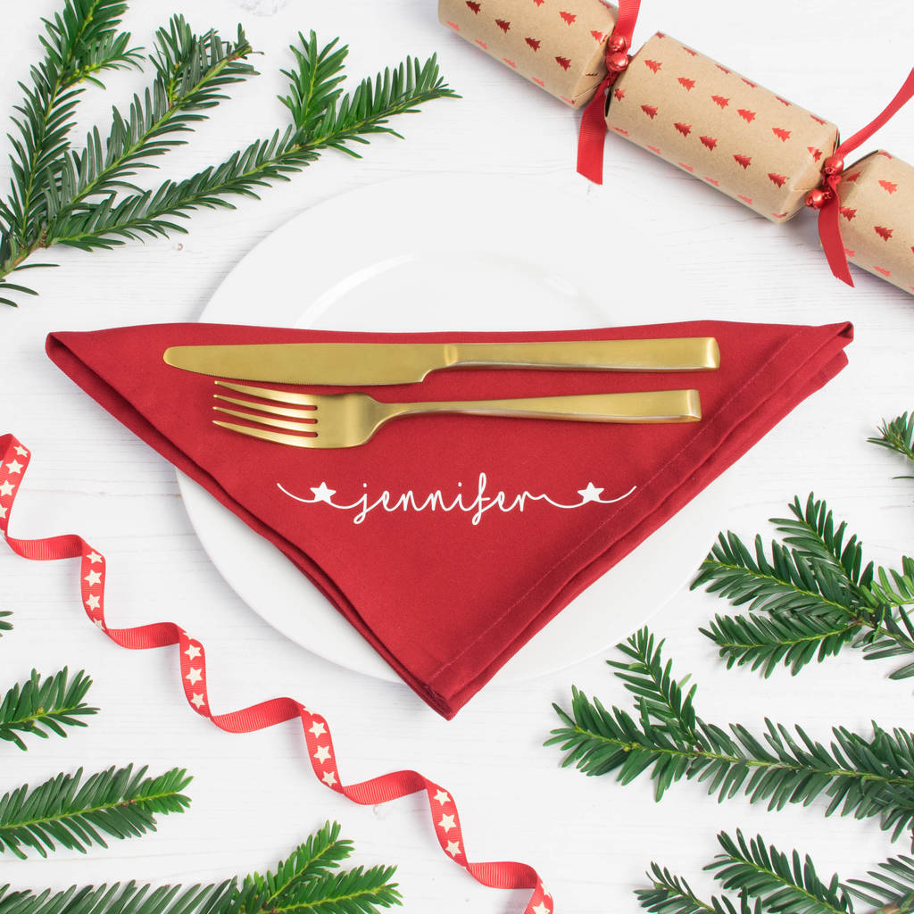 personalised christmas napkins set by we are scamp