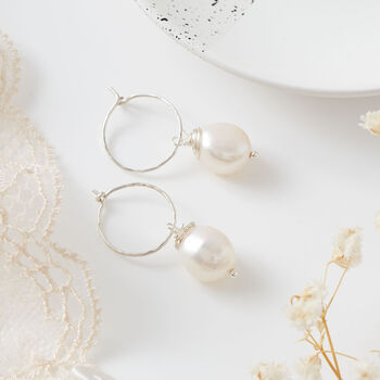 Baroque Pearl Hoop Earrings, 2 of 10