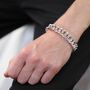 Sterling Silver Thick 13mm Double Curb Mens Bracelet, thumbnail 1 of 3
