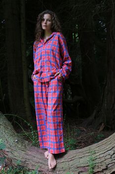 Organic Cotton Can Vibe Red Tartan Unisex Pyjama, 2 of 7