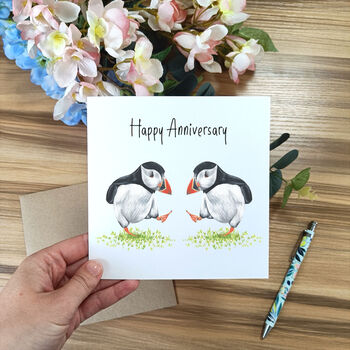 Dancing Puffins Anniversary Card, 2 of 7