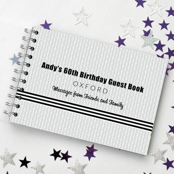 Personalised 60th Monochrome Birthday Guest Book, 3 of 8